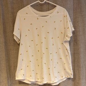 Old Navy White Short-Sleeve Tee with Tiny Yellow Floral Print